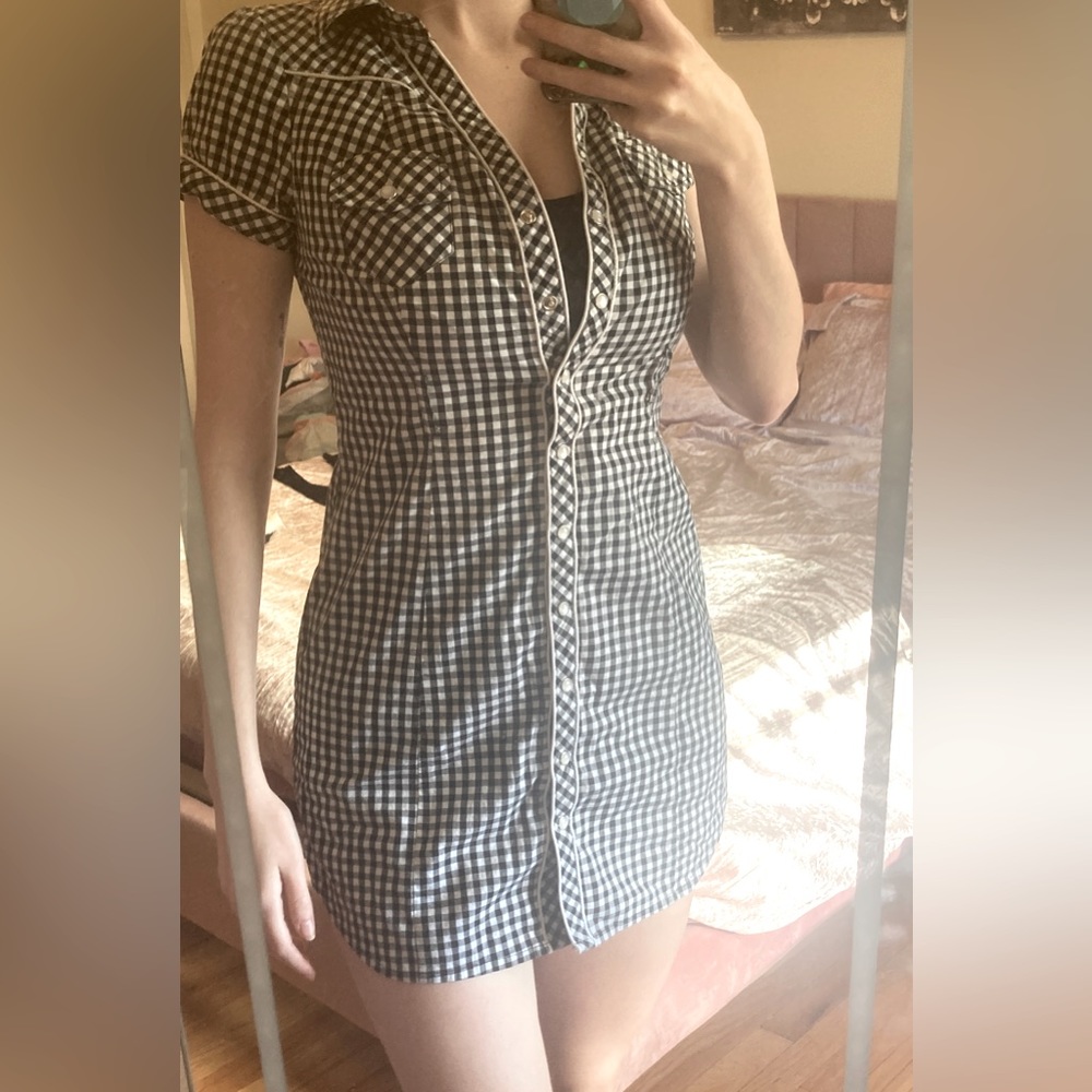 Guess Jeans Gingham Button Dress
